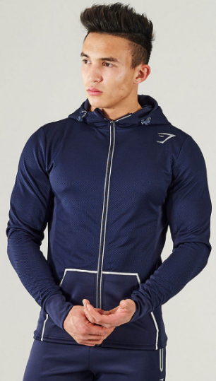 GymShark Lunar Reflective Zip Hoodie BLUE