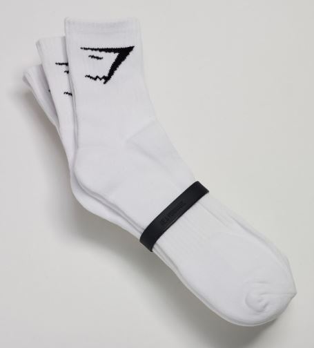 GymShark Mens Crew Socks Triple Pack WHITE, one-size (Einheitsgrösse)