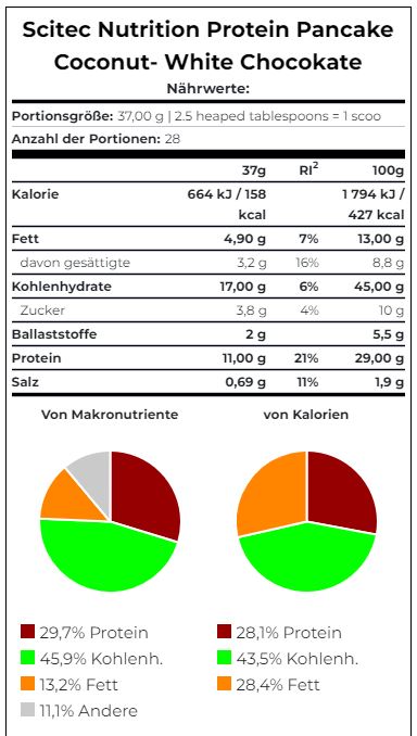 Scitec Nutrition Protein Pancake (1036G Beutel) - Geschmack: Coconut White  Chocolate