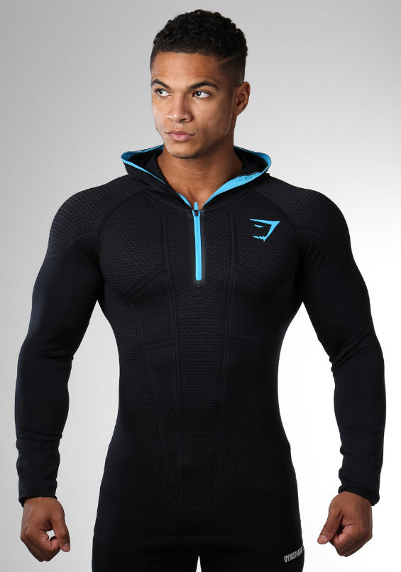Gymshark Onyx Seamless Hooded Top - Black  Sports wear fashion, Mens  outfits, Gym outfit men